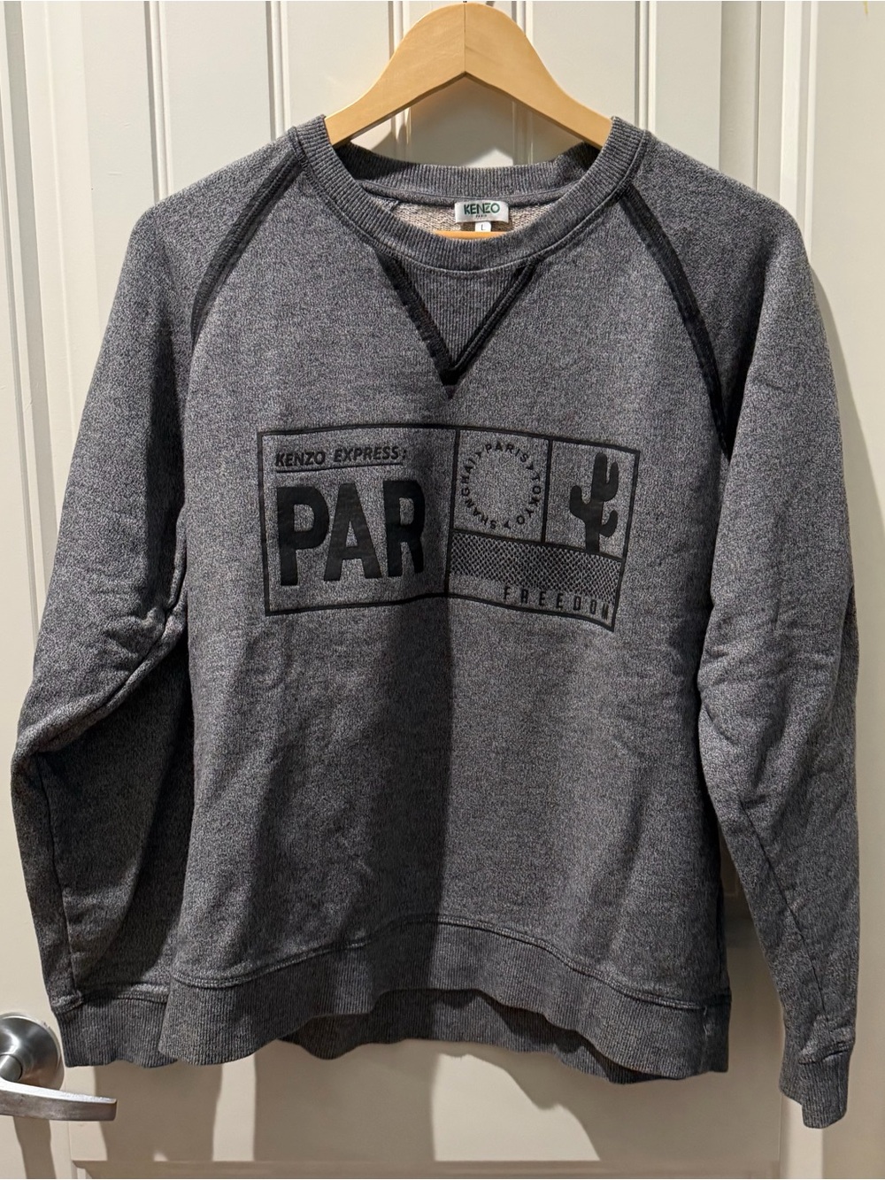 Kenzo Charcoal Gray PAR Graphic Crewneck Sweatshirt